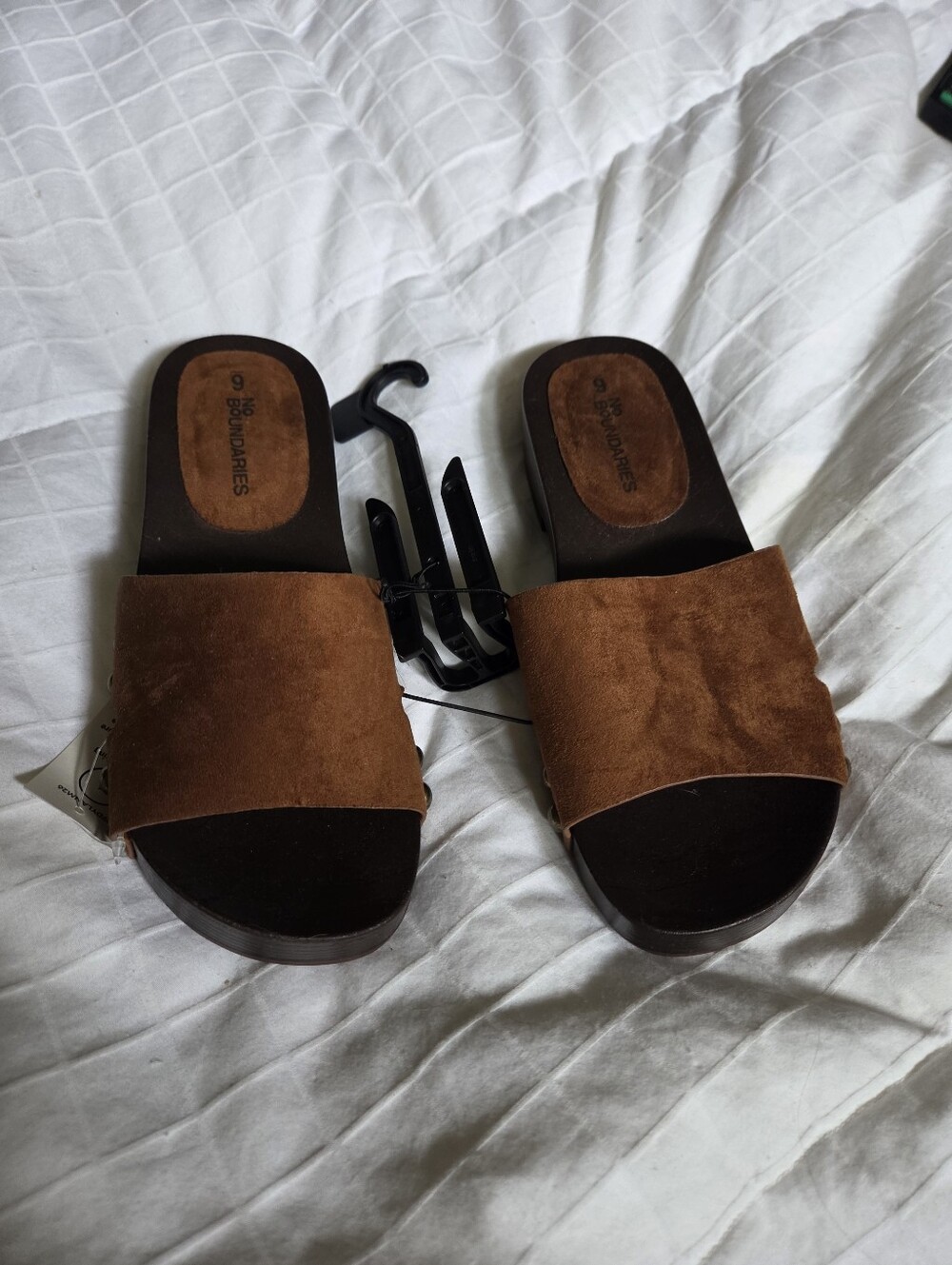 Women's Brown Suede Slide Sandals, New, Size 6